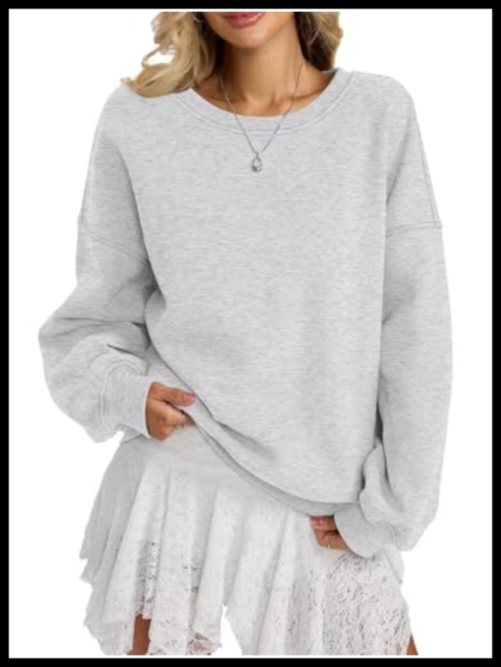 Oversized Fleece Crewneck Sweatshirt Long Sleeve Pullover Casual